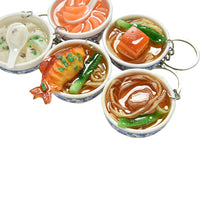 Simulation Food Key Chains noodle Creative Keychain Chinese Blue and white porcelain Food Bowl Mini bag pendant J4U66