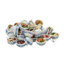 Simulation Food Key Chains noodle Creative Keychain Chinese Blue and white porcelain Food Bowl Mini bag pendant J4U66