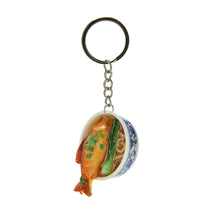 Simulation Food Key Chains noodle Creative Keychain Chinese Blue and white porcelain Food Bowl Mini bag pendant J4U66