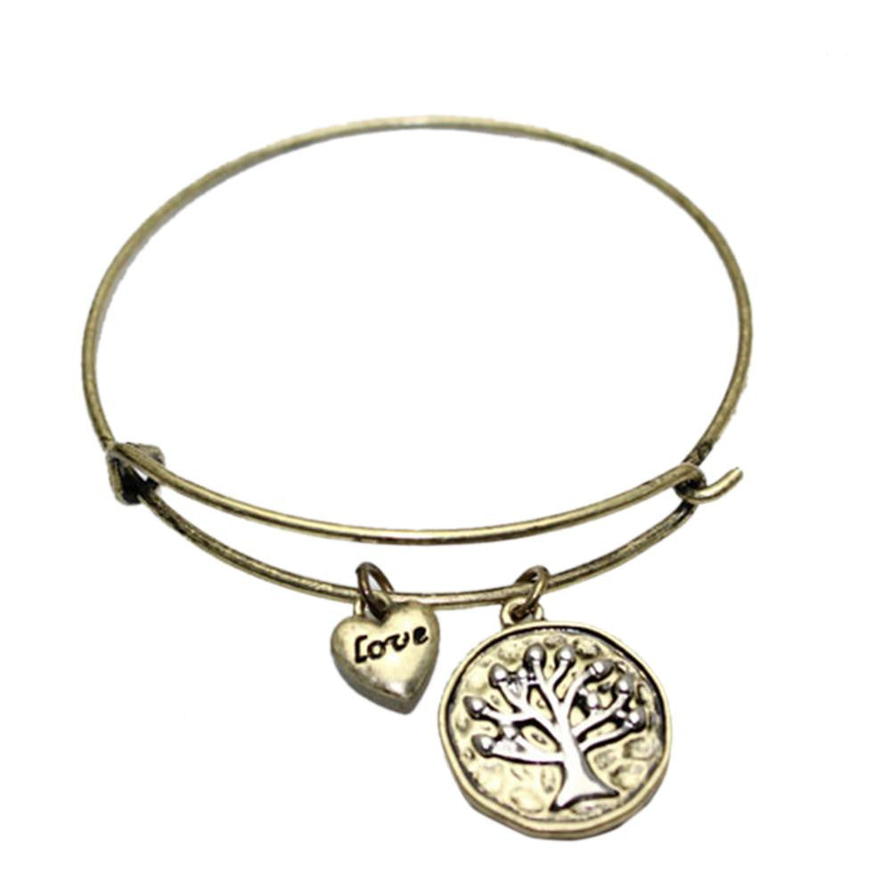 Style Alloy Trendy Bracelet Bangles Vintage Tree of Life Love Heart Bangle Gifts For Women girls J4U66