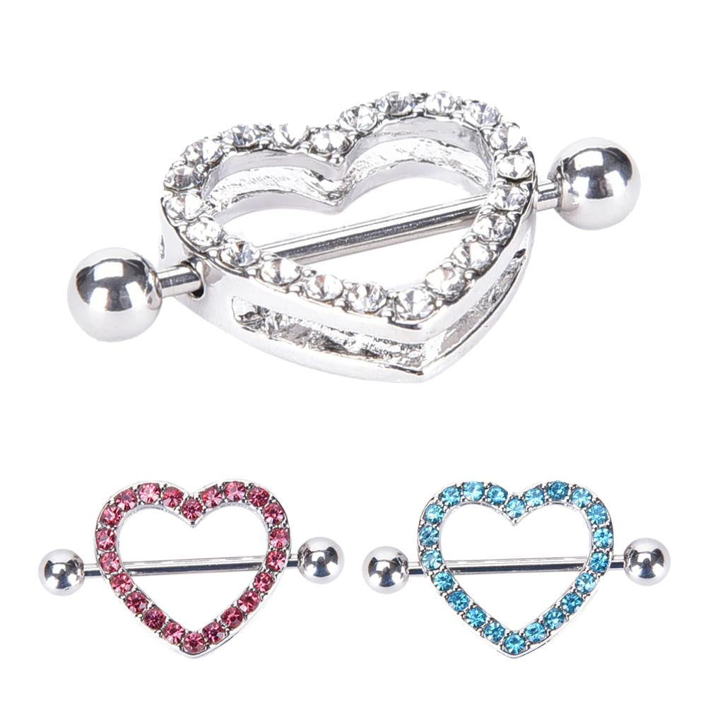Nipple Ring Heart Gem Dangle Chain Nipple Shield Ring Body Jewelry Nipple Shield Rings Jewelry Helix Piercing Barbell J4U66