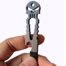 Outdoor Stainless Skull EDC Survival Pocket Tool Key Ring Pendant Opener Keychain J4U66