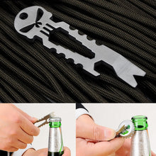 Outdoor Stainless Skull EDC Survival Pocket Tool Key Ring Pendant Opener Keychain J4U66