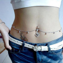 Pendant Steel Piercing Belly Barbell Navel Ring Bar Waist Chain J4U66
