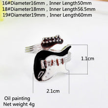 Personalized European Style Punk Style Bright Colorful Glazed Guitar Ring White And Black Ring J4U66