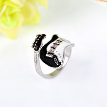 Personalized European Style Punk Style Bright Colorful Glazed Guitar Ring White And Black Ring J4U66