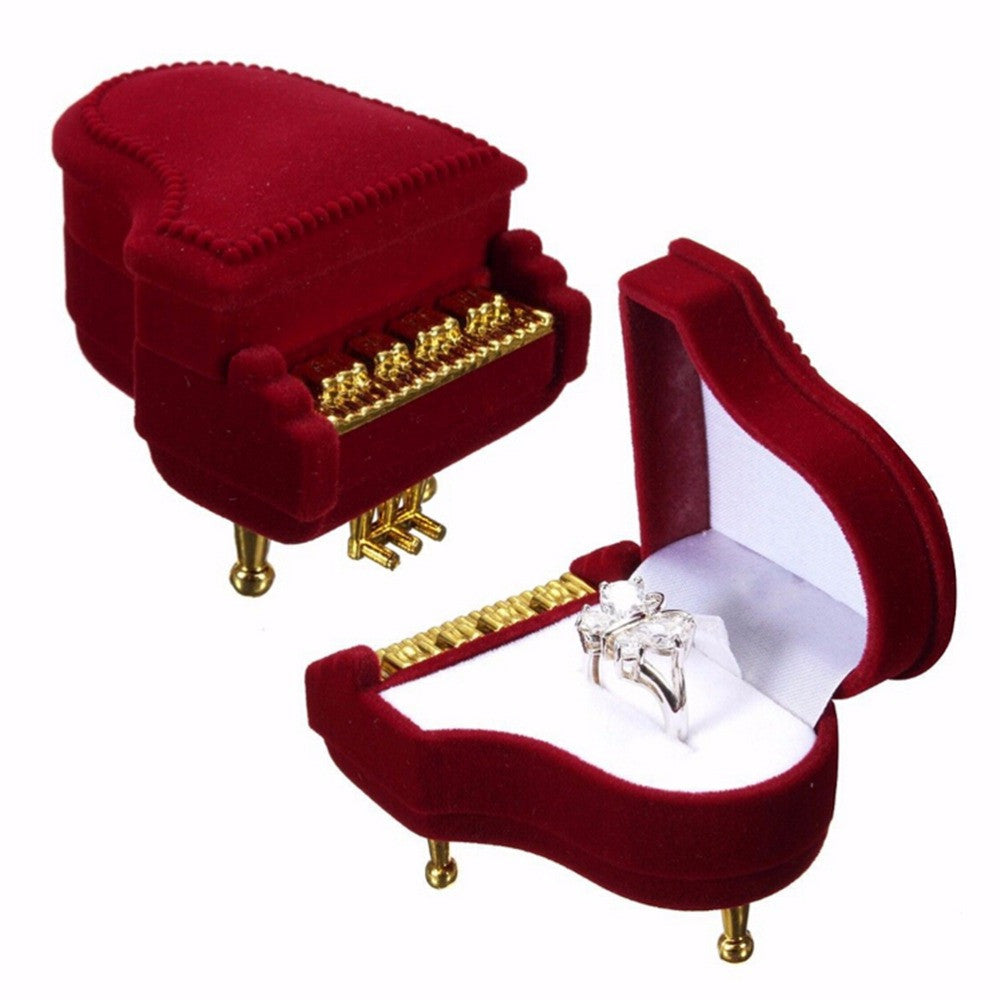 Piano Ring Box Earring Pendant Necklace Jewelry Treasure Gift Case Wedding J4U66