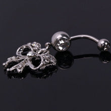 Piercing Navel Body Jewelry Surgical Steel Bowknot Rhinestone Belly Button Barbell Navel Ring Bar J4U66