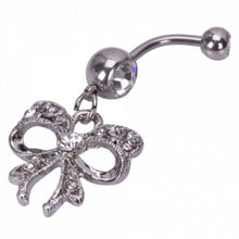 Piercing Navel Body Jewelry Surgical Steel Bowknot Rhinestone Belly Button Barbell Navel Ring Bar J4U66
