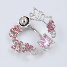 Pink Butterfly Crystal Flower Belly Ring Navel Studs Body Piercing Jewelry J4U66