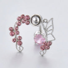 Pink Butterfly Crystal Flower Belly Ring Navel Studs Body Piercing Jewelry J4U66