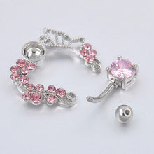 Pink Butterfly Crystal Flower Belly Ring Navel Studs Body Piercing Jewelry J4U66