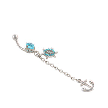 Rhinestone Navel Belly Bar Ring Ship Wheel Anchor Gem Dangle Barbell Piercing  J4U66
