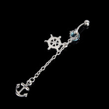 Rhinestone Navel Belly Bar Ring Ship Wheel Anchor Gem Dangle Barbell Piercing  J4U66