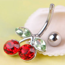 Rhinestone Red Cherry Navel Belly Button Barbell Ring Body Piercing J4U66
