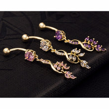 Sexy Leaf Dangle Navel Bar Ring Gold / Silver Plated Piercing Jewelry surgical steel belly button rings J4U66