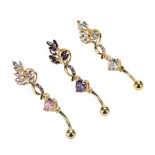 Sexy Leaf Dangle Navel Bar Ring Gold / Silver Plated Piercing Jewelry surgical steel belly button rings J4U66