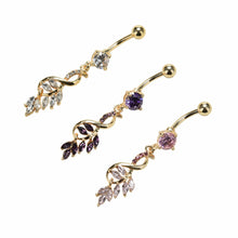 Sexy Leaf Dangle Navel Bar Ring Gold / Silver Plated Piercing Jewelry surgical steel belly button rings J4U66