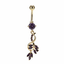 Sexy Leaf Dangle Navel Bar Ring Gold / Silver Plated Piercing Jewelry surgical steel belly button rings J4U66