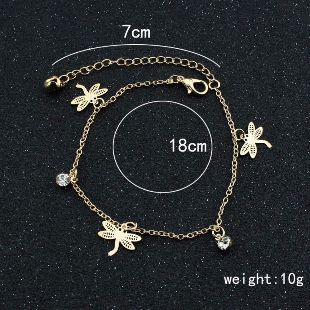 Sexy Women Gold Chain Link Dragonfly Ankle Anklet Bracelet Barefoot Sandal Beach Foot Jewelry For  J4U66