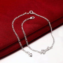Silver Anklets Heart Key Foot Bracelet Ankle Chain Women, gift  J4U66