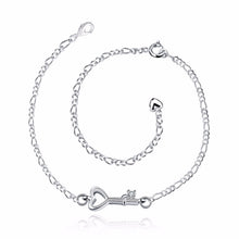 Silver Anklets Heart Key Foot Bracelet Ankle Chain Women, gift  J4U66