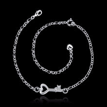 Silver Anklets Heart Key Foot Bracelet Ankle Chain Women, gift  J4U66
