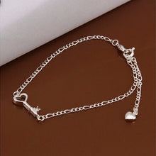 Silver Anklets Heart Key Foot Bracelet Ankle Chain Women, gift  J4U66