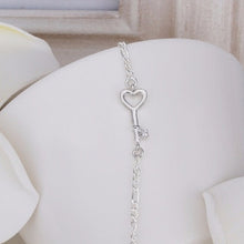 Silver Anklets Heart Key Foot Bracelet Ankle Chain Women, gift  J4U66