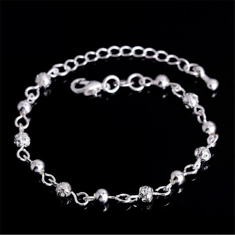 Silver Jewelry Carter Bracelet Plated Silver Screw Bracelet Women Fine Jewelry Gifts Flower Beads Bracelets Bangles J4U66