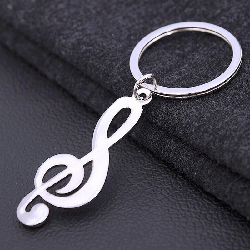 Silver Plated Musical Note Key chain For Car Metal Music Symbol Key Ring Keychain For Men Women J4U66