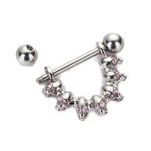 Skull Nipple Piercing Bar Shield Barbell Ring Jewel Gem Surgical Steel 10G for Women Body Jewelry J4U66