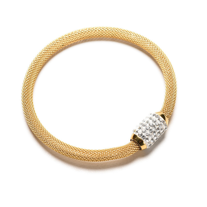 Stardust Mesh Bracelets With Crystal Stones Filled Magnetic Clasp Charm Bracelets Bangles For Women J4U66