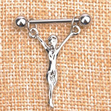 Statue of Jesus Nipple Shields Bars 316L Surgical Steel J4U66