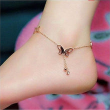 Tassel Anklets Casual Beach Vacation Anklets Bracelets Jewelry Ankle Chain Butterfly Tassels Foot Chain Rose Gold J4U66