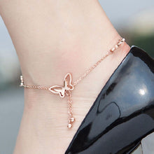 Tassel Anklets Casual Beach Vacation Anklets Bracelets Jewelry Ankle Chain Butterfly Tassels Foot Chain Rose Gold J4U66