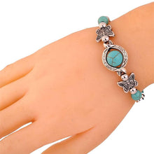 Turquoise Beads Tibetan Silver Butterfly Bracelet Handmade Accessories Jewelry  J4U66