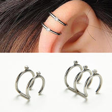 U Shape Silver Ear Cuff Wrap Stud 2/3 Row Helix Cartilage Earrings Clip on Piercing J4U66