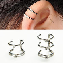 U Shape Silver Ear Cuff Wrap Stud 2/3 Row Helix Cartilage Earrings Clip on Piercing J4U66