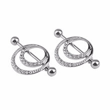 Women Men Body Jewelry Piercing Crystal Double Round Belly Bar Button Ring J4U66
