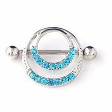 Women Men Body Jewelry Piercing Crystal Double Round Belly Bar Button Ring J4U66