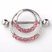 Women Men Body Jewelry Piercing Crystal Double Round Belly Bar Button Ring J4U66