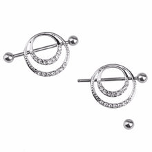Women Men Body Jewelry Piercing Crystal Double Round Belly Bar Button Ring J4U66