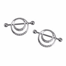 Women Men Body Jewelry Piercing Crystal Double Round Belly Bar Button Ring J4U66