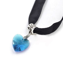 Women Men Lover Gothic Velvet Heart Crystal Choker Handmade Necklace Pendant Torques Retro 80 90s Jewelry J4U66
