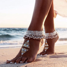 Vintage Silver Anklets For Women Bell Bohemian Ankle Bracelet Women Barefoot Sandals Foot Jewelry J4U66