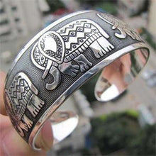 Vintage Tibetan Tibet Elephant Pattern Women Bracelets Silver Metal Cuff Bangles Women Jewelry J4U66