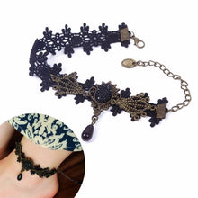 Vintage Women Gothic Black Floral Flower Lace Anklet Chain Ankle Bracelets Barefoot Sandal Wedding Lace Anklets Foot Jewelry J4U66