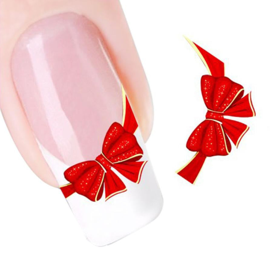 Watermark Red Bows Design Stickers Nail Art Water Transfer Tips Decals Beauty Temporary Tattoos Tools J4U66