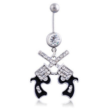 Western Cowgirl Revolver Pistol Gun Dangle Belly Button Navel Ring Body Jewelry J4U66